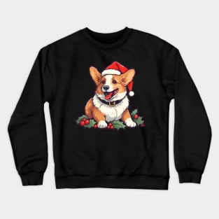 Happy Corgi Christmas Holly Crewneck Sweatshirt